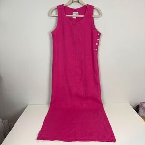 Vintage Cali Cali Linen Hot Pink Maxi Dress S